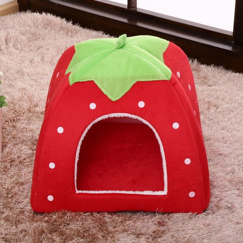 Cute Strawberry Cat Bed House Kennel Nest Sleeping Bag Puppy Pet For Small Dogs Sofa Mat Cushion Cat Pet Supplies