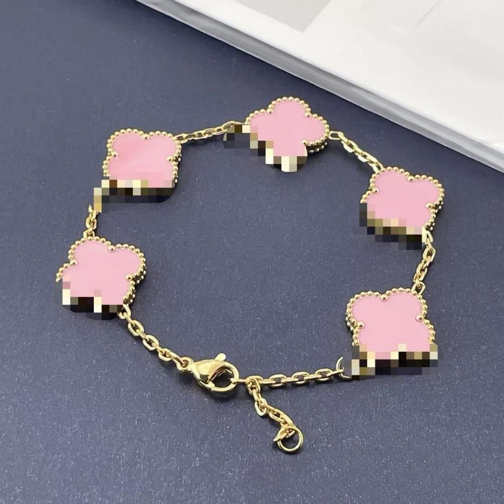 

15mm Lucky Four-Leaf Clover Bracelet for Women New Side Grooved Fashion 18K Non-Fading Women s Bracelet