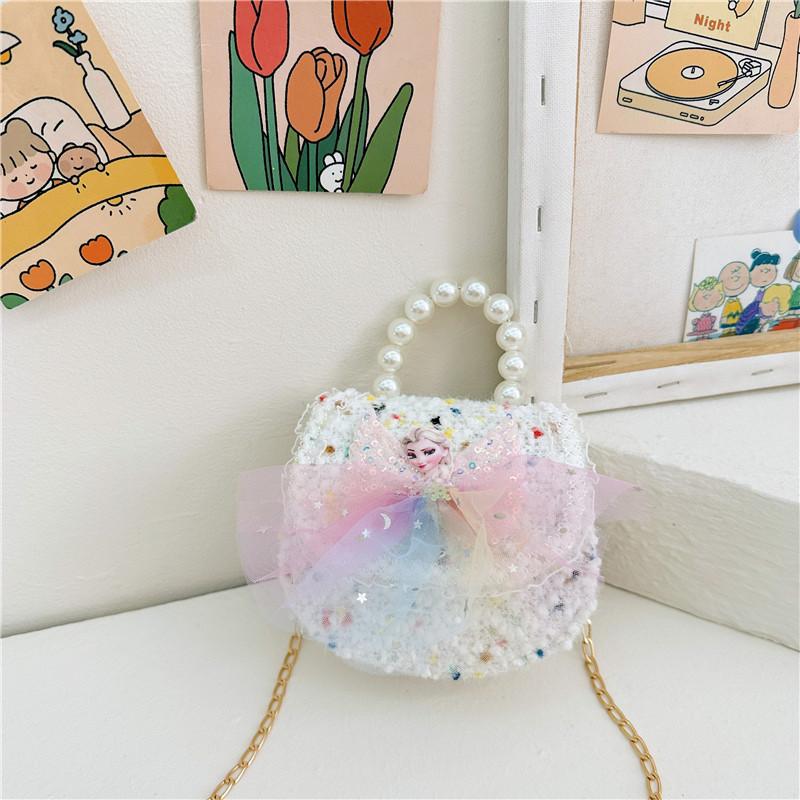 Cute Princess Cartoon Purse Lovely Girls Handbag With Sequins And Chain Strap