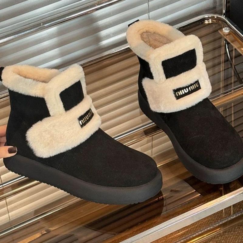 Flats Fur Ankle Platform Suede Snow Boots Women Winter Plush Warm Cotton Shoes 2025 Trend Casual Shoes Cozy Non Slip Botas Mujer