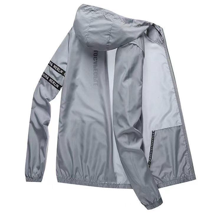 Sommer Eisseide Sonnenschutzkleidung Trend Herren Ultradünne Windjacke mit Kapuze Lose Sweatjacke Sonnenschutzkleidung