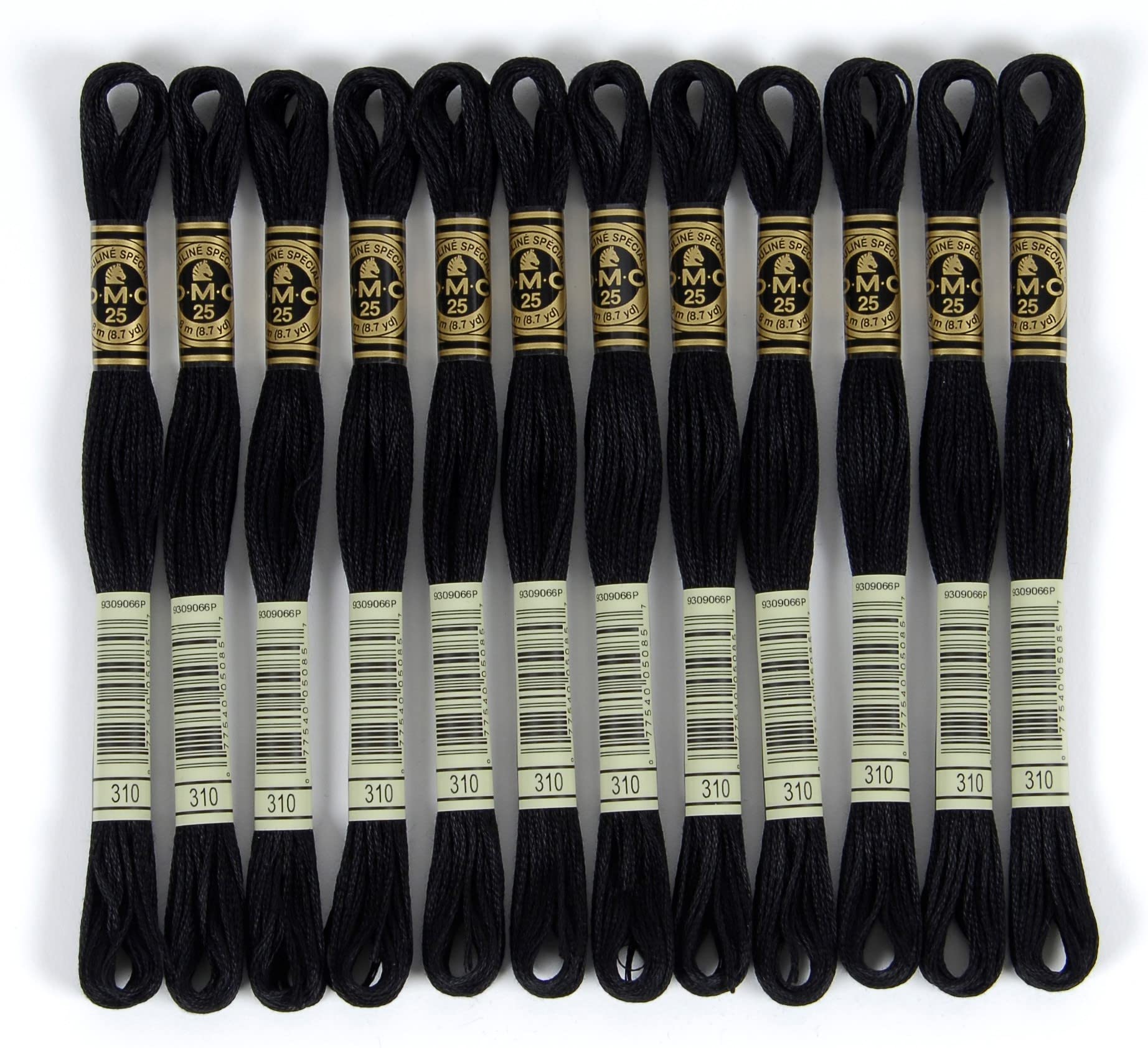 DMC Embroidery Thread No 25 12 Bundles 8m #310 Black