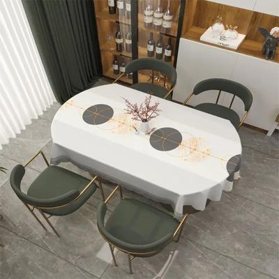 Oval Dining Table Cover Waterproof Oil Resistant Wash Free Scald Resistant PVC Cover Cloth NEW Household Foldable Table Cloth