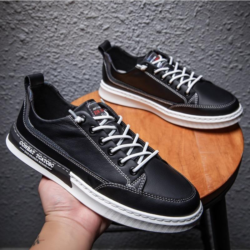 Autumn new men's shoes leather breathable little white shoes men's fashion trend versatile sports and leisure board shoes