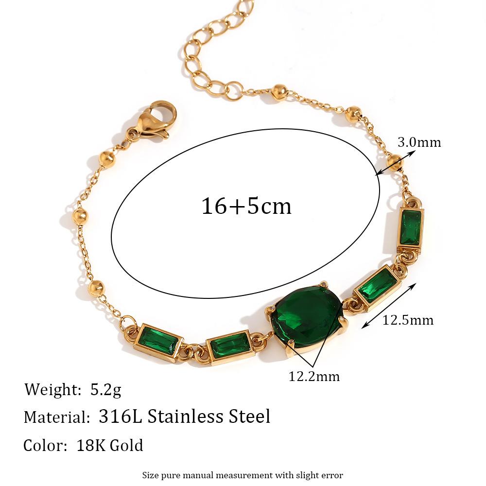 Elegant Bracelets Women Natural Stone Green Retro Rope Chain Bracelet 18k Gold Plated Waterproof Non Tarnish Bangle ALN2512515