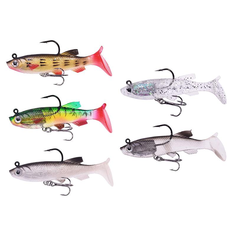 T-Tail Soft Bait Package Lead Bait Fake Bait Set 7.5Cm/12G Fishing Cocked Mouth Bass Bionic Double Hook Road Sub-Bait