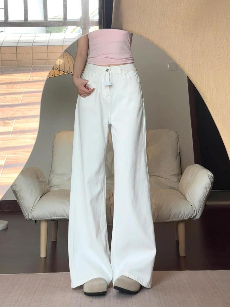 2025 Summer High-Waisted Wide-Leg Slimming Jeans - Artistic and Versatile Straight-Leg Pants for Petite Commute
