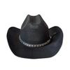 (One Size, Black) Women Men Cowgirl Hat Stylish Decorative Belt Western Hat Breathable Wide Brim Sun Hat