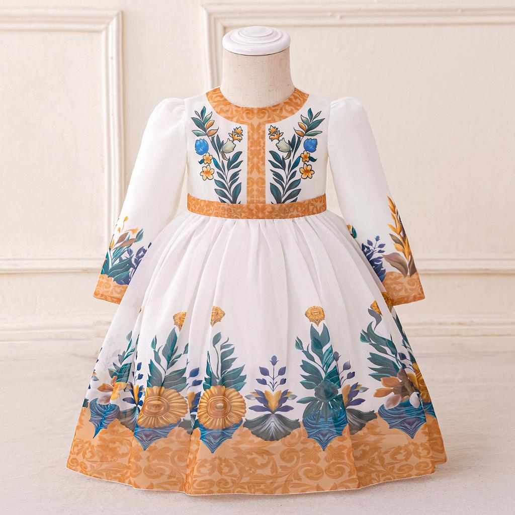 2025 Girls' Evening Mesh Princess Dress with Embroidery and Pleated Puffy Skirt for Flower Girls and Holidays