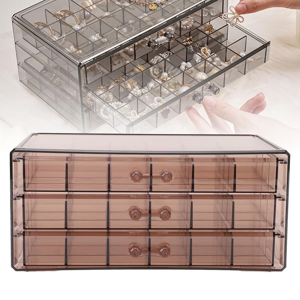 Jewelry Box 3 Layer 72 Cells Antioxidant Acrylic Clear Jewelry   for Earring Necklace