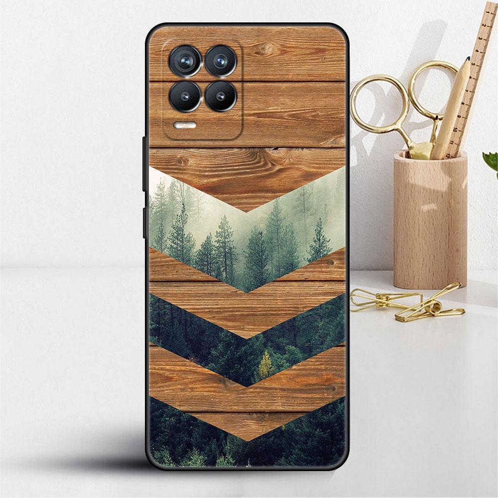 Wald Geometrie Holz Natur Hülle Für Realme 8 C21y GT Neo 2 3 8i C21 7 C11 6 C12 C35 C3 GT 9 Pro C12 Silikon TPU Handyhülle