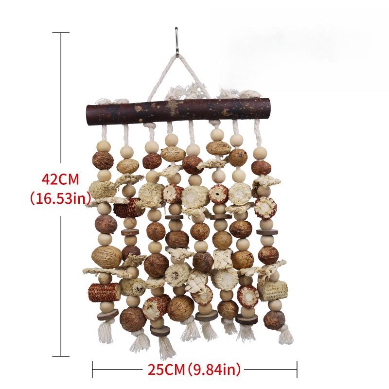 Bird Toy Log Color Natural Oversized Macaw Parrot Biting Wooden Fruit Explosive Cloth Parrot Toy