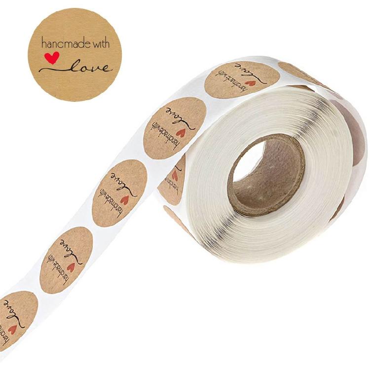 Handmade Sealing Stickers 500pcs/roll Kraft Paper Cookie Biscuit Decoration