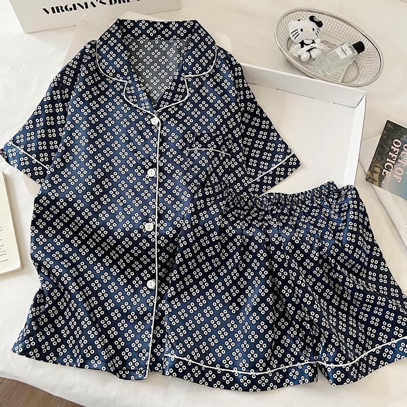 Niche Ice Silk Pajamas Wind Women'S Summer Casual Short-Sleeved Set Loungewear
