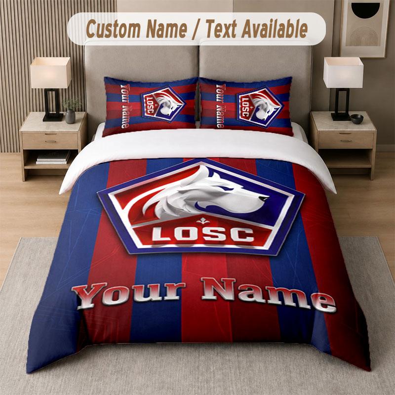 Custom Bedding Set LOSC Lille Pattern, Print Name Text 1 Duvet Cover plus 2 Pillowcases Home Textile