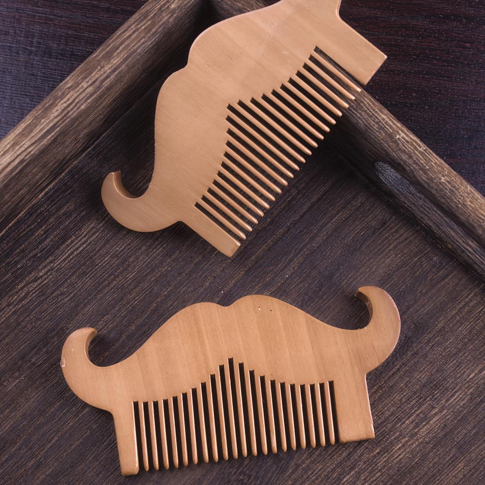 Barber Professional Wooden Comb Beard Shaped Hairbrush Hair Beard Soft Comb Mustache Brush Shaving Accessories Hair Styling Tool