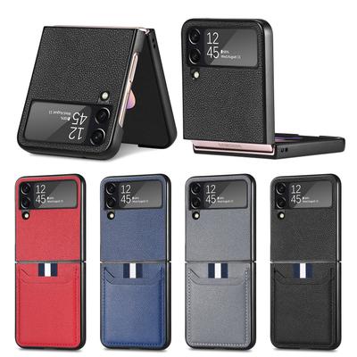 Leichte Lederhülle für Handyzubehör für Samsung Galaxy Z Flip4 Flip 4 Flip3 5g Flip 3 Zflip4, kratzfeste Tasche mit Kartenfächern