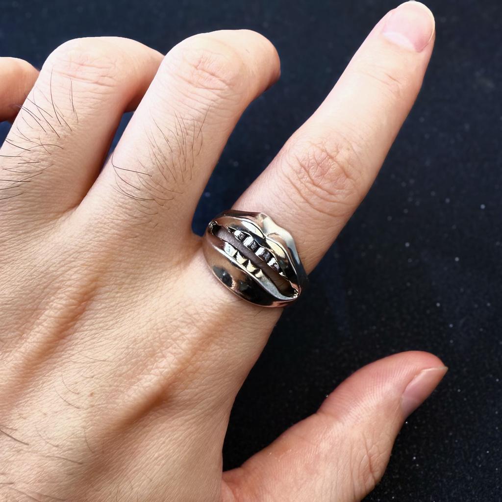 Retro The Rumor Big Mouth Adjustable Open Ring For Men Punk Gothic Edgy Copper  Unisex Vintage Accessories Creative Gift