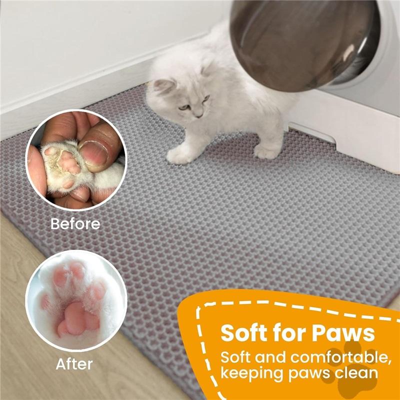 Tappetino Lettiera Gatto Doppio Strato Animali Domestici Antiscivolo Grande Tappetino Filtrante Lettiera Animali Domestici Resistente all'Usura Impermeabile Antiscivolo Tappetino Lettiera Gatto