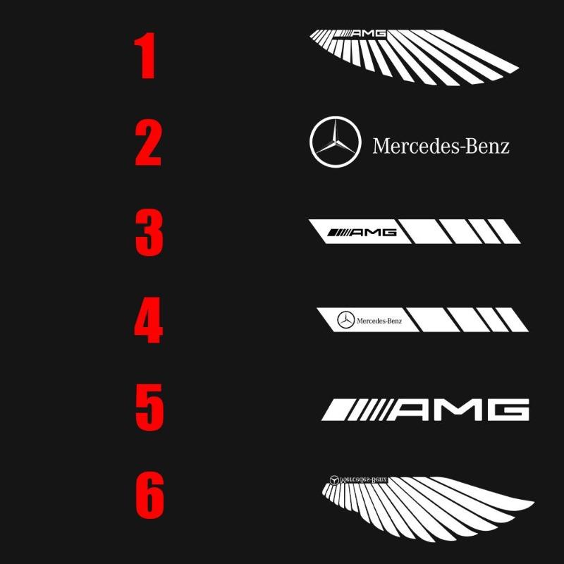 2PCS LED HD Angel Wing Car Projector Welcome Lights Carpet Lamps Rearview Mirror Atmosphere Light For Mercedes Benz AMG Emblem