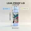 1PC Vintage Window Curtain Pattern 750ml Color Plastic Sports Water Bottle Leakproof Flip Straw Lid Suitable for Sports Office Home Use