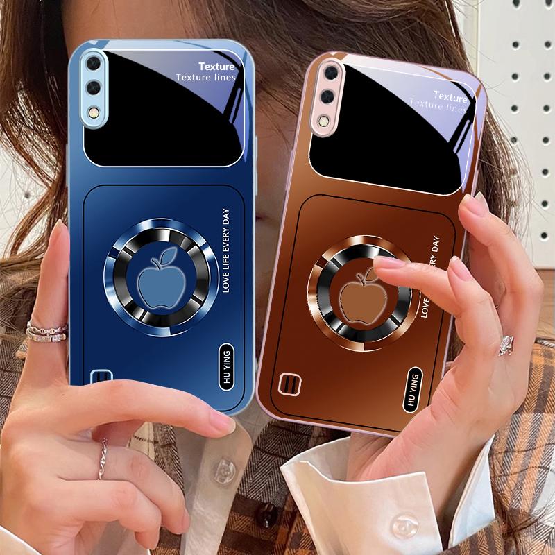 Silver circle apple icon For Samsung M02 12 Note 8 9 10 20 A 01 A02 A03 Core 04 05 06 10 12 13 14 15 A16 glass Ultra phone case