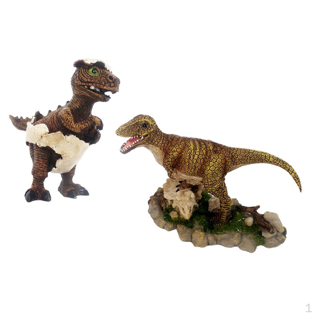 

2pcs Aquarium Fish Tank Dinosaur Model Reptile Hiding Landscape