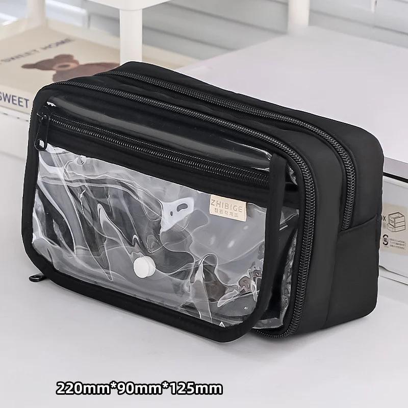 1PC New Large Capacity Stationery Bag, Stationery Pencil Steel Note Pen Storage Bag, Pencil Case, Portable Cosmetic Storage Bag