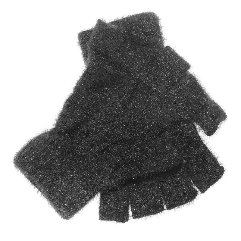 Winter Fingerless Gloves for Women Men Thermal Mink Fur Touchscreen Half Finger Gloves for Cold Weather