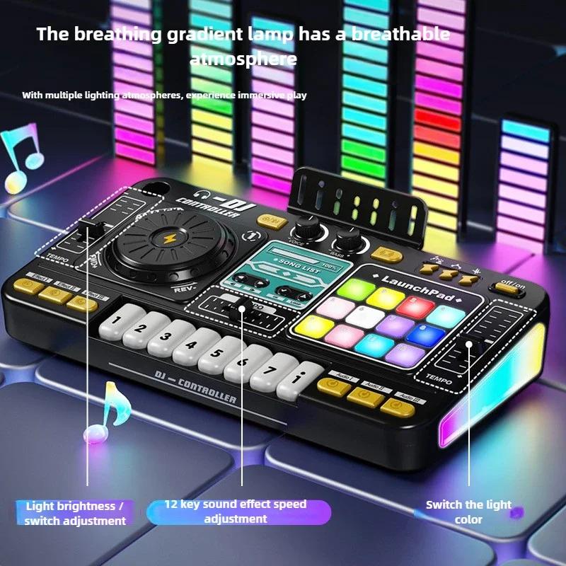 Non-Toxic Children Music Toy Simulation Dj Mixer Controller Multifunctional Electronic Organ Dj Player Entertainment Toy Christmas Gifts