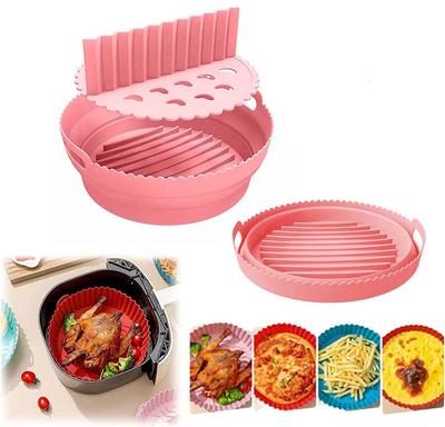 Silicone Air Fryers Oven Baking Tray Pizza Fried Chicken Airfryer Silicone Basket Reusable Airfryer Pan Liner Accessories