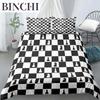 International Chess King Queen Duvet Cover Chess Board Bedding Set Black White Grid Quilt Cover Plaid Polyester