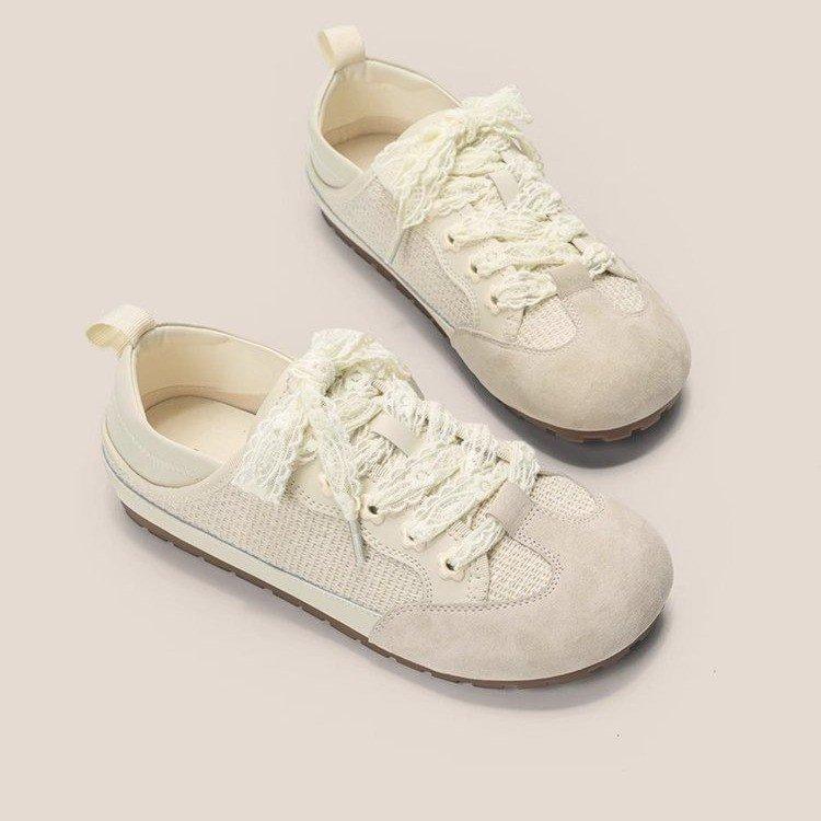 [Youshilai] Hollow and Breathable Fly-woven Shoes for Women's 2025 Summer New Comfortable and Breathable Retro Flat-bottomed German Training Shoes