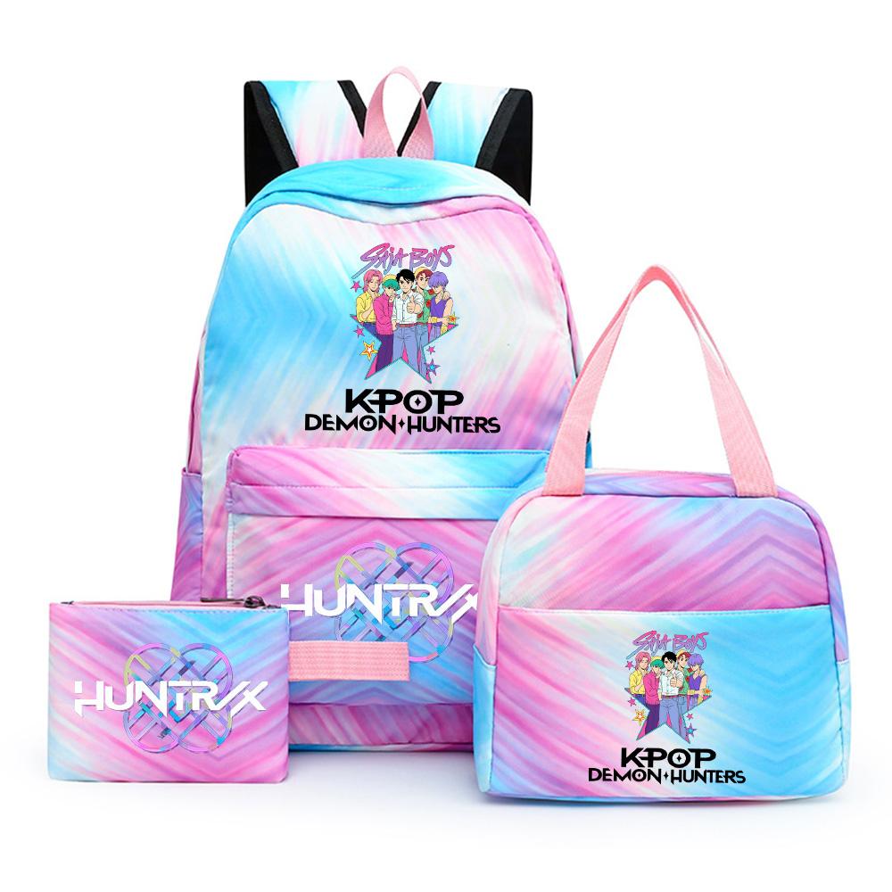 3Pcs/set Anime Demon Hunters Printed Backpack with Shoulder Bag Pengcil Case for Teenager Large Capacity Waterproof Bookbag Back To School Gift