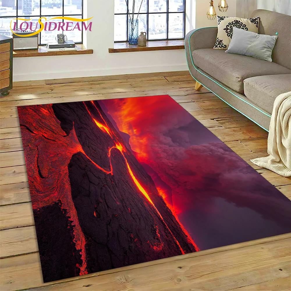 

Вулкан 3D Lava Magma Килимок для вітальні, спальні, домашній декор, підлоговий килимок, нековзка прикраса для дивана, кухонний килимок, подарунок 120*160cm