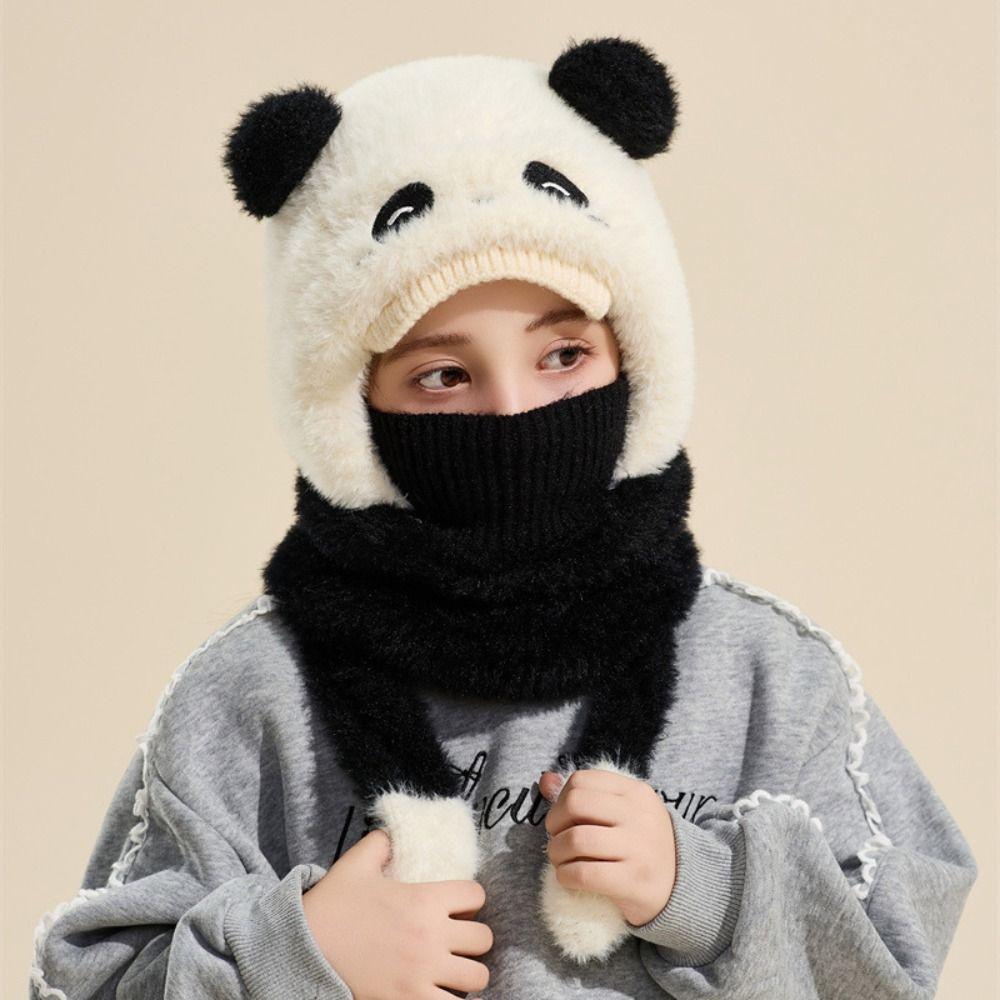 Elastic Kids Snow Beanie Trendy Kids Winter Scarf Versatile Plush Mask Hat  Outdoor