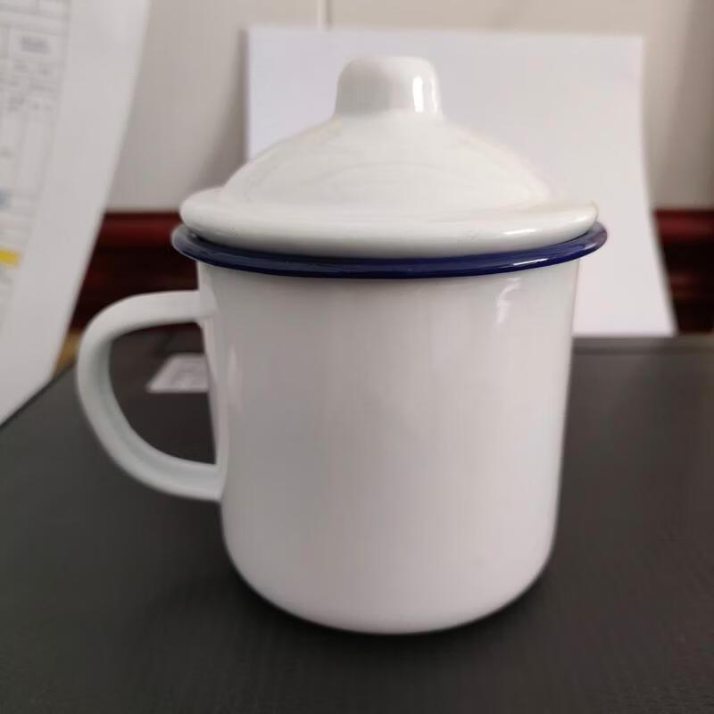OLOEY Thickened Enamel Coffee Mug with Lid