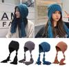 Creative Braid Beanie Hat Knit Hat with Ear Flaps Wool Hat Lei Feng Hat Wild Girl for Outdoor Cold Weather Skiing Ri