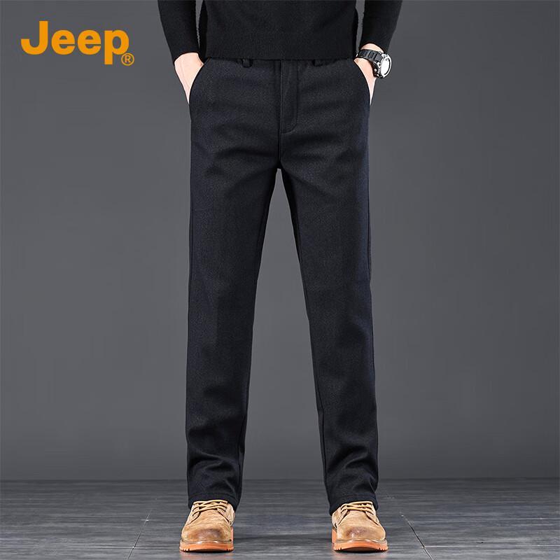 

Jeep Men s Fleece-Lined High-Waist Straight Casual Trousers 40