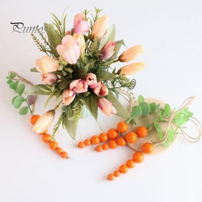 Perline di carota in legno di Pasqua Ciondolo in legno con cordino Decorazione primaverile per feste domestiche per l'inaugurazione della casa di compleanno