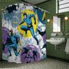 1pc Superhero Theme Party Bathroom Shower Curtain, Hero Day Design with 12 Hooks, 70.87x70.87inch Home Decor, Bathroom Decor,