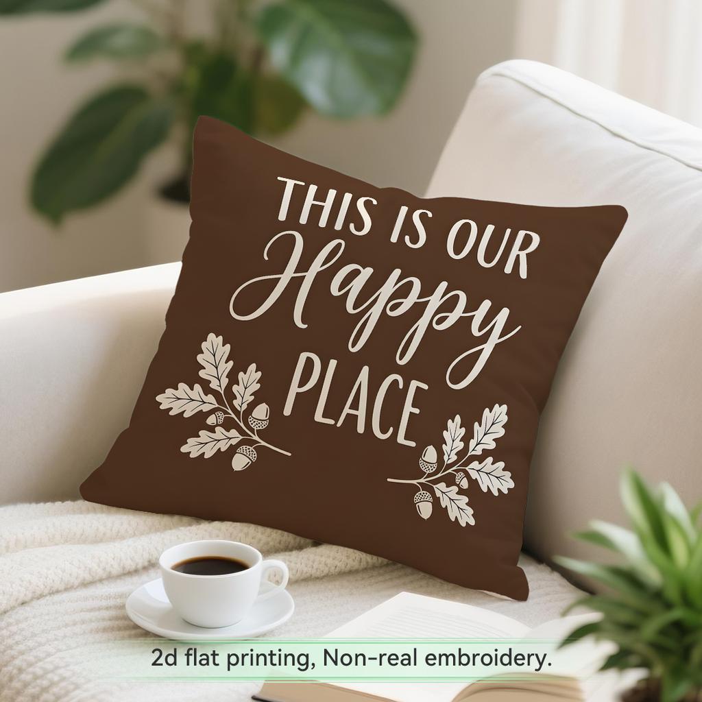 1pcs Autumn Warm Brown Floral Cushions Pillowcase Polyester Cushion Cover Throw Pillow Pillowcover Home Car Sofa Decor
