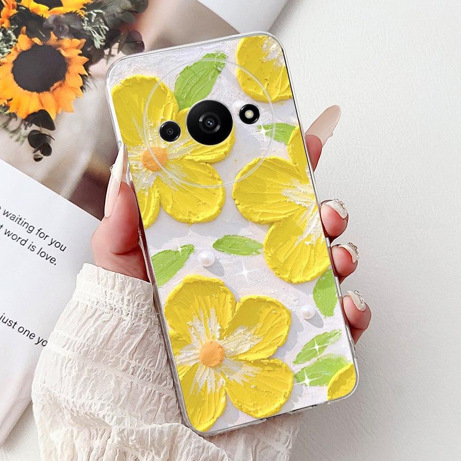 Hülle Für Xiaomi Redmi A3 A3x Handyhülle Neu Stylisch Blumenmädchen Muster Weiches Silikon Rückseite Funda Für Xiaomi Poco C61 C 61 Capa