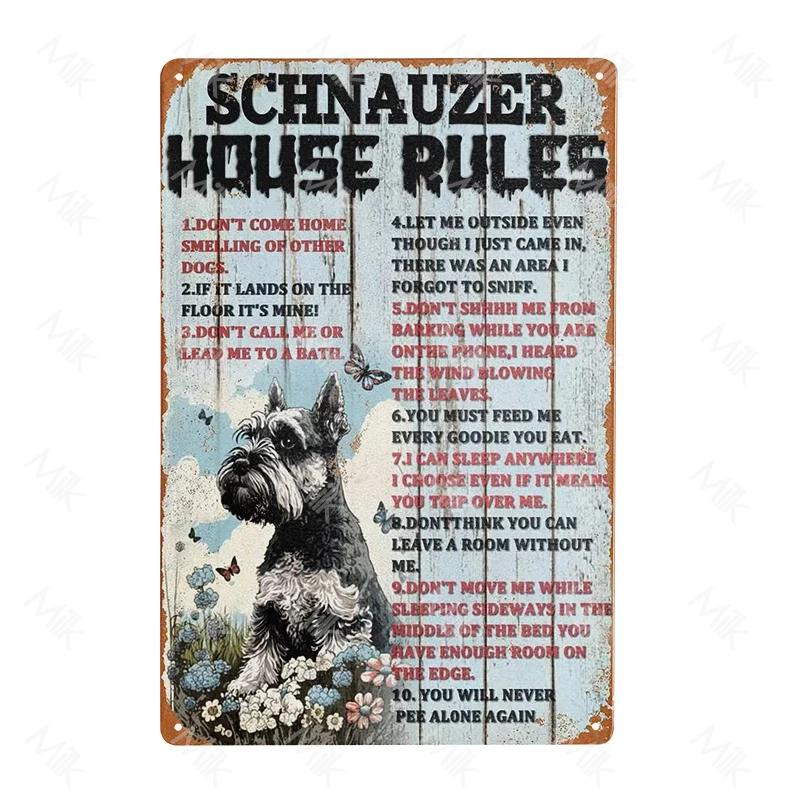 Schnauzer Hund Metallschild Dackel Kaffee Metallplatte Vintage Stil Wandaufkleber Metall Poster Cartoon Süßes Zuhause Außen Deko