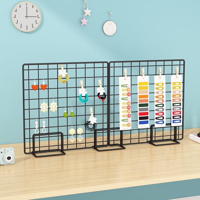 Movable Vertical Iron Mesh Grid Display Stand for Desktop Support
