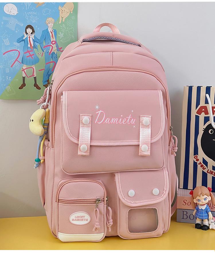 School bag summer new academic style cute large capacity school bag casual versatile backpack simple lightweight sweet backpack