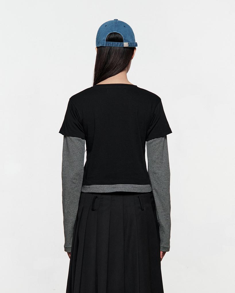 THEMUSEUMVISITOR Heart Spray Printed Layered Long Sleeve (Black)