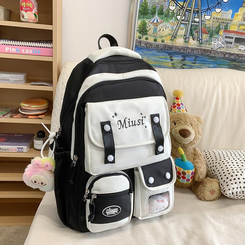 Soft sister small fresh schoolbag Korean college style backpack multi-compartment design sense female junior high school student backpack female