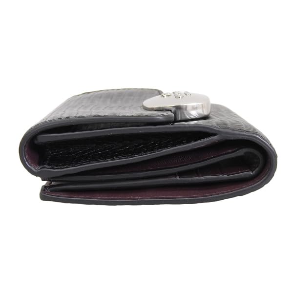 Lommebok Bifold Sammenleggbar Lommebok Kompakt Outlet Merke Lær Eliza Liten Lommebok Øglepreget Lær CR395 [Coach] Dame (SVART/Svart) [Punkt]