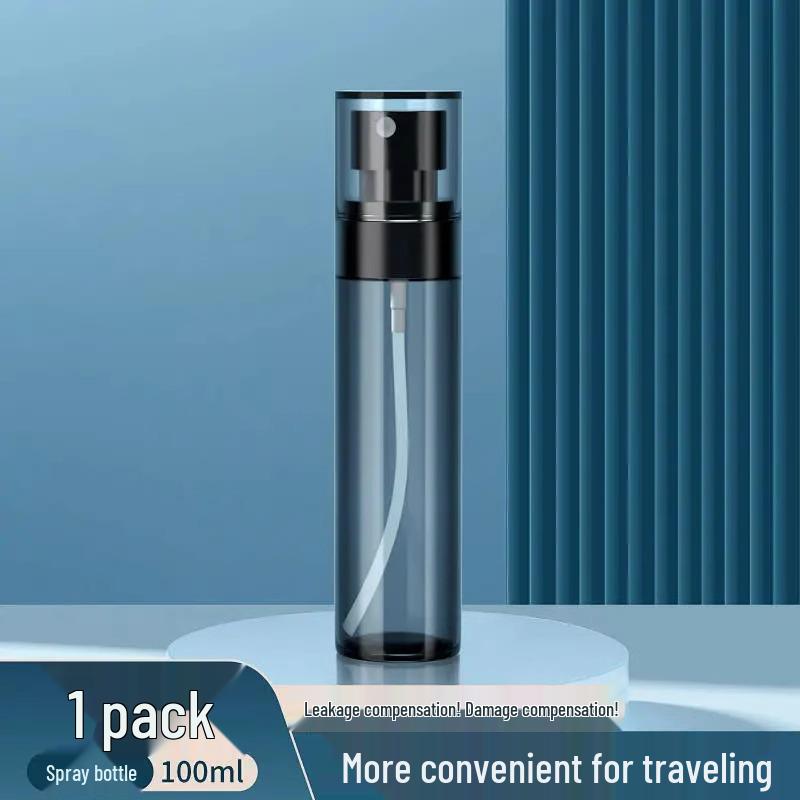 Portable Translucent Black Ultra-Fine Mist Spray Bottle for Toner or Alcohol - Travel-Size Facial Hydration Solution